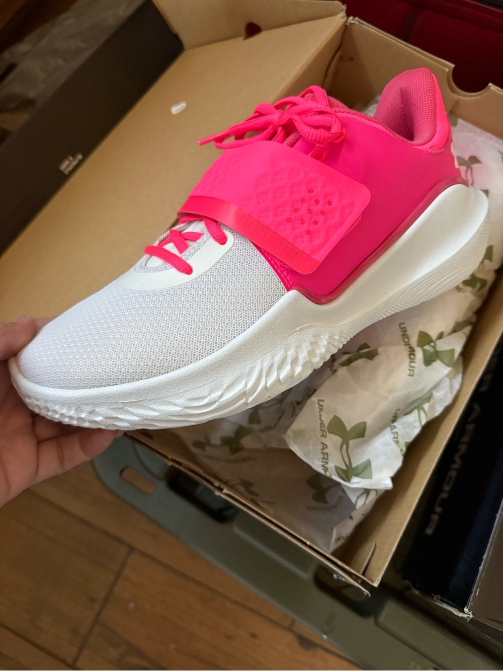 Men’s White & Hot Pink Basketball Sneakers